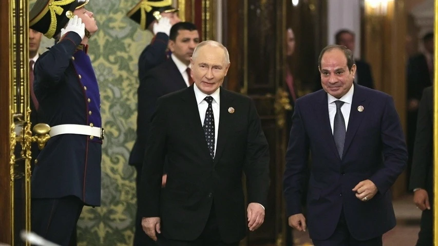 Президент Египта Абдель Фаттах ас‑Сиси на встрече с Владимиром Путиным в Москве предложил расширить двустороннее - изображение