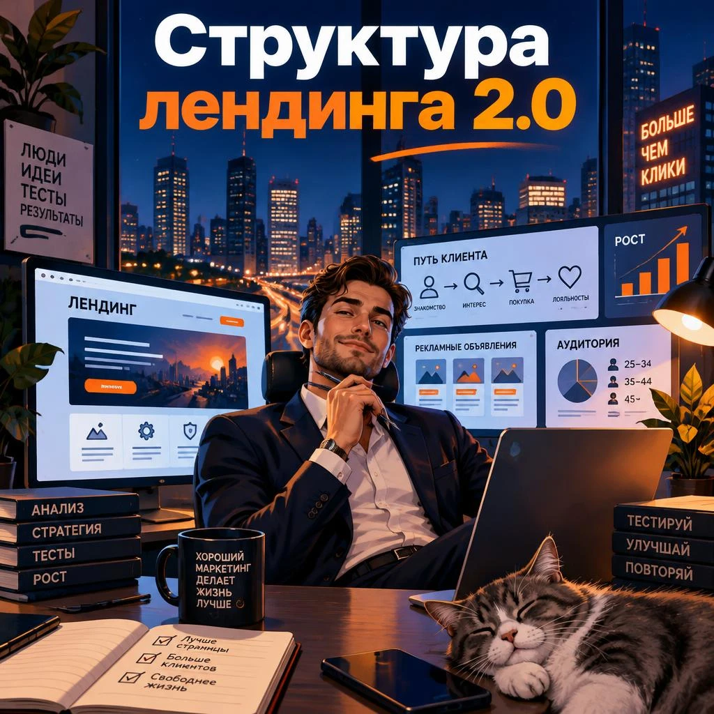 ПРОМПТ: - Создай структуру лендинга для компании по продаже [компания, ее род занятий/продукт]. Первый экран - изображение