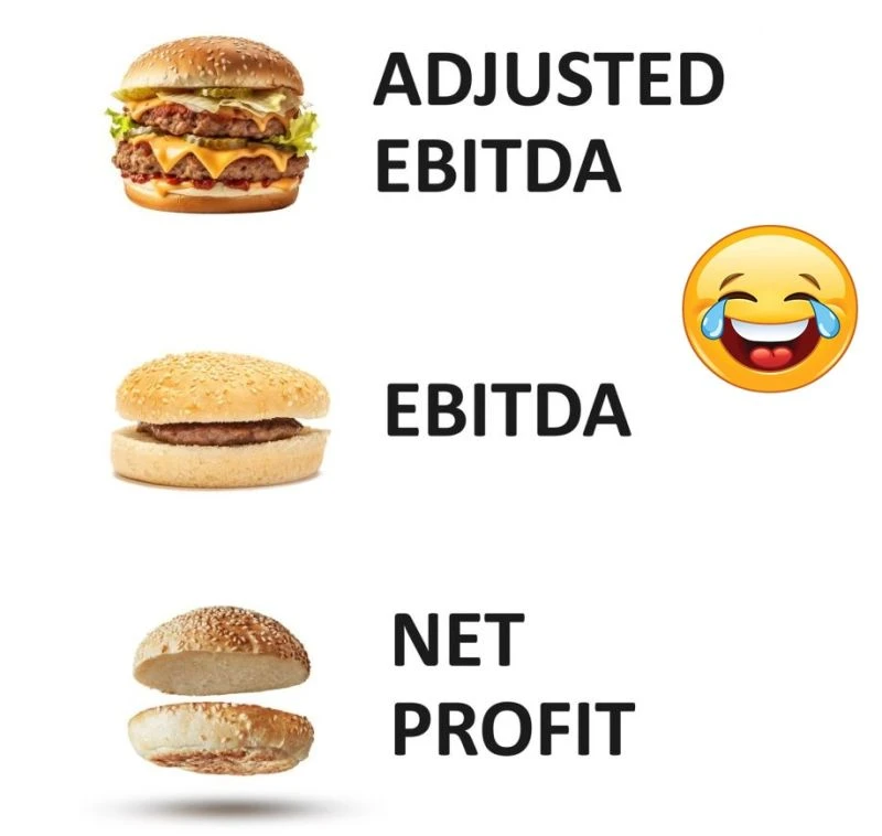 Как-то раз я купил акции компании с «record adjusted EBITDA». CFO сказал: «excluding one-time items, we - изображение