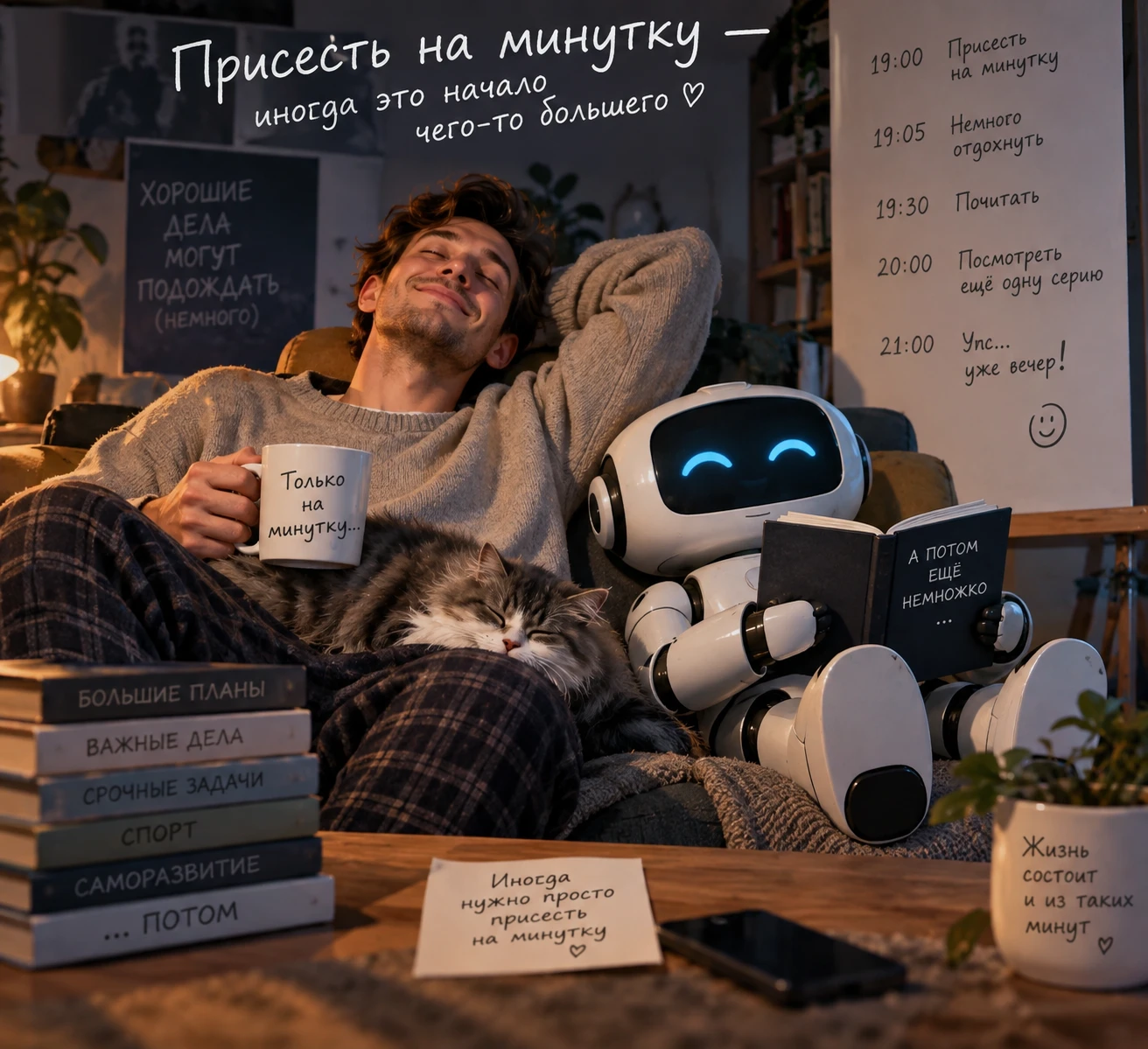 Вот так нейросеть видит выражение " Присесть на минутку" - изображение