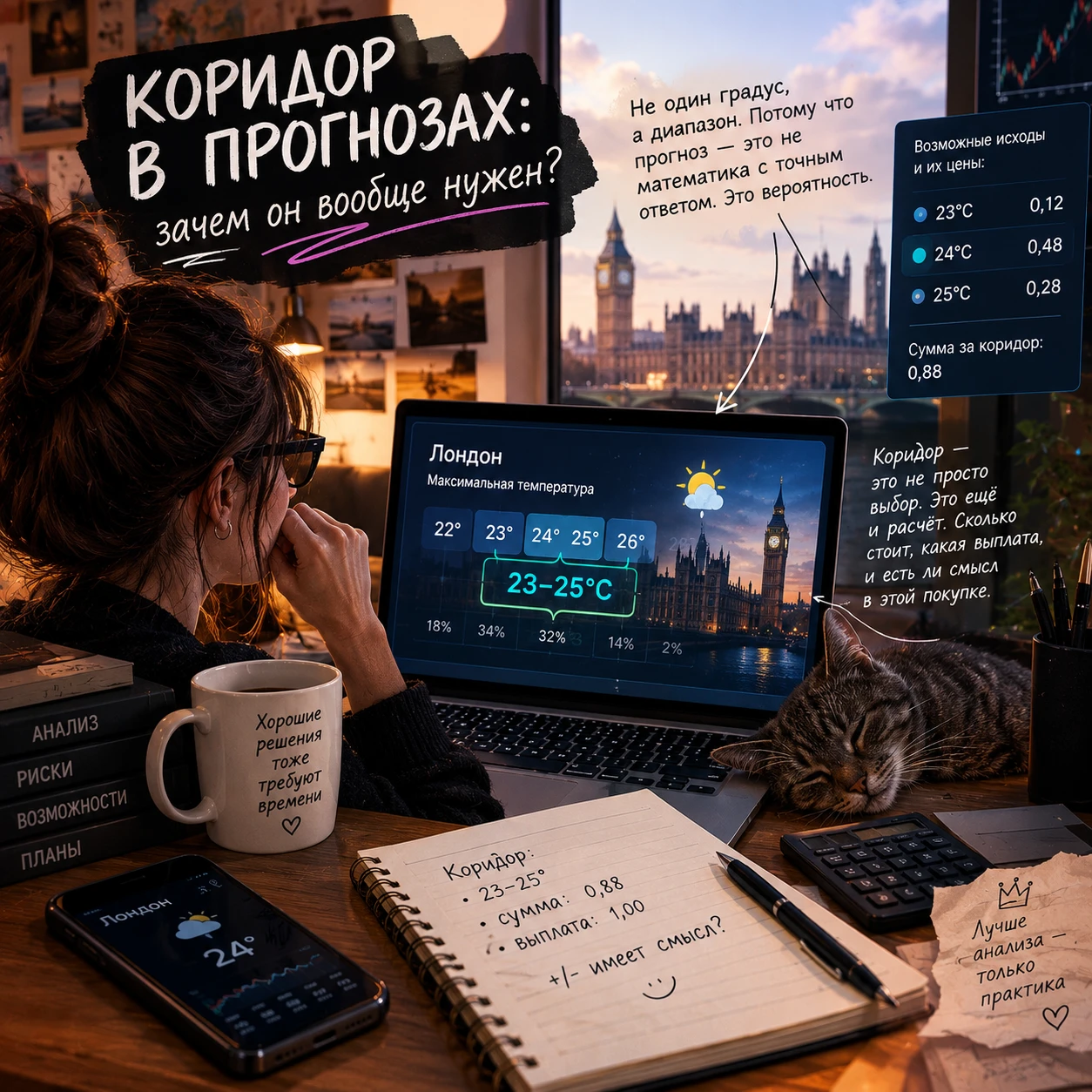 Когда начинаешь смотреть рынки прогнозов, довольно быстро сталкиваешься с таким понятием, как коридор. И сначала - изображение