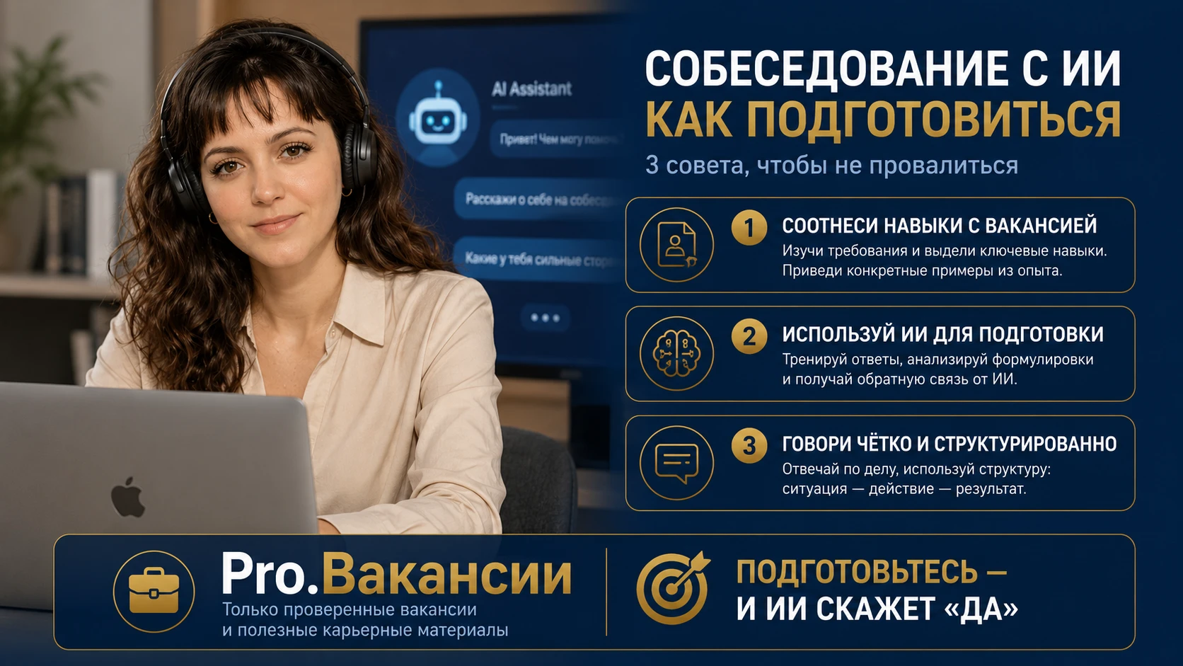 Всё больше компаний используют ИИ для первичного отбора и даже для проведения собеседований. Вот 3 совета, как - изображение
