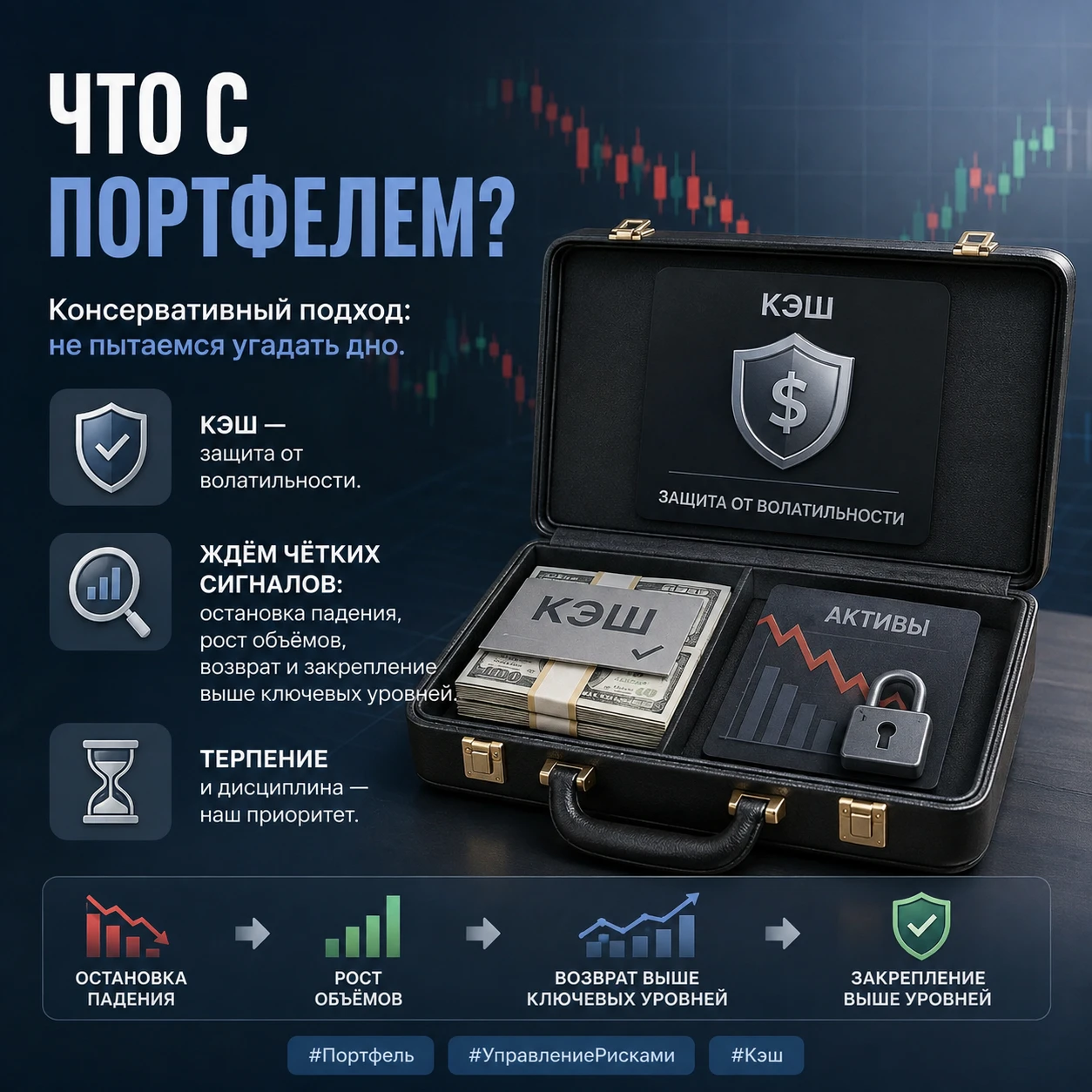 4 💼 Что с портфелем? Консервативный подход: не пытаемся угадать дно. Кэш — защита от волатильности. Ждём чётких - изображение