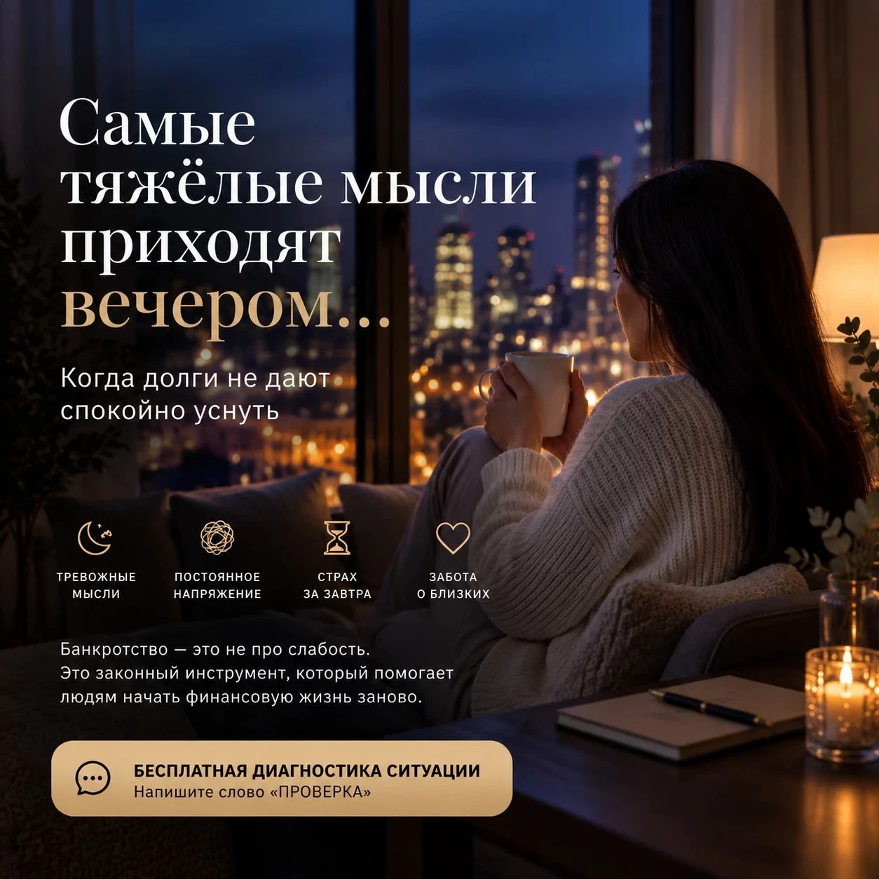 Самые тяжёлые мысли приходят не днём… 🌙 Днём мы заняты. Работа, дела, разговоры, заботы. А вечером… Когда дома - изображение
