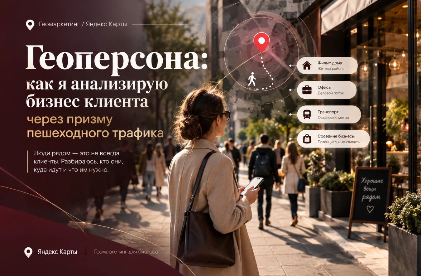 В геомаркетинге я смотрю не только на карточку компании в Яндекс Картах. Мне важно понять, что происходит вокруг - изображение