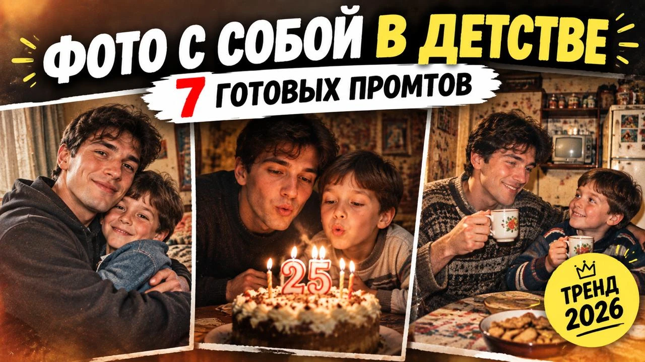 Тренд, который не отпускает соцсети уже который месяц: люди создают фото, где они встречаются с собой маленьким. - изображение