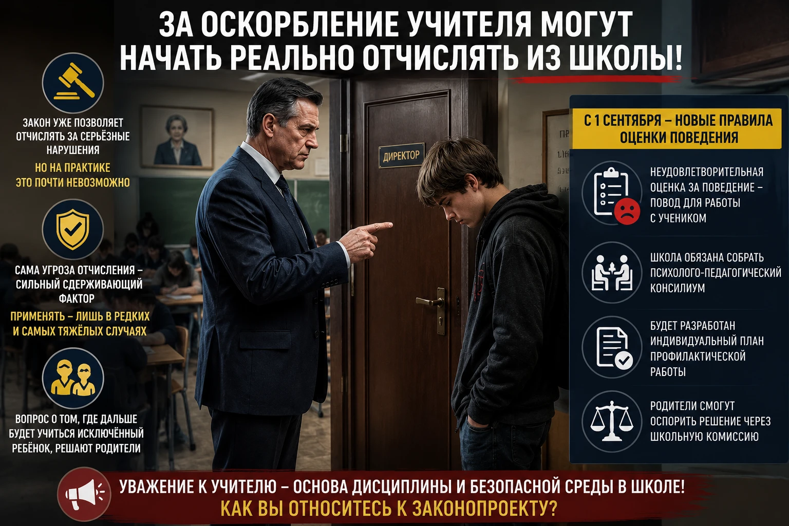 🔥 Главная образовательная новость дня: за оскорбление учителя могут начать реально отчислять из школы! 🔥 Глава - изображение