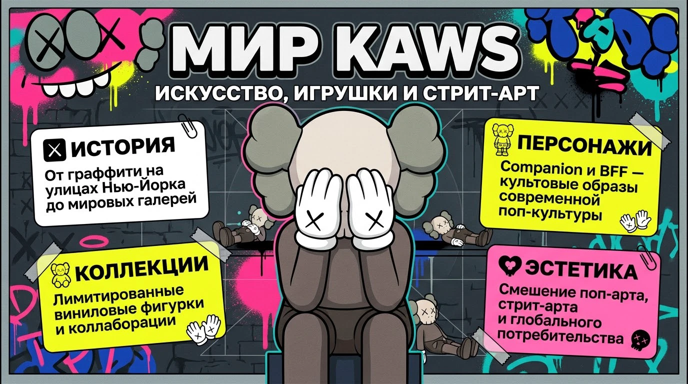 Кто такой KAWS Прежде чем говорить об эстетике, полезно немного погрузиться в биографию. Брайан Доннелли родился - изображение