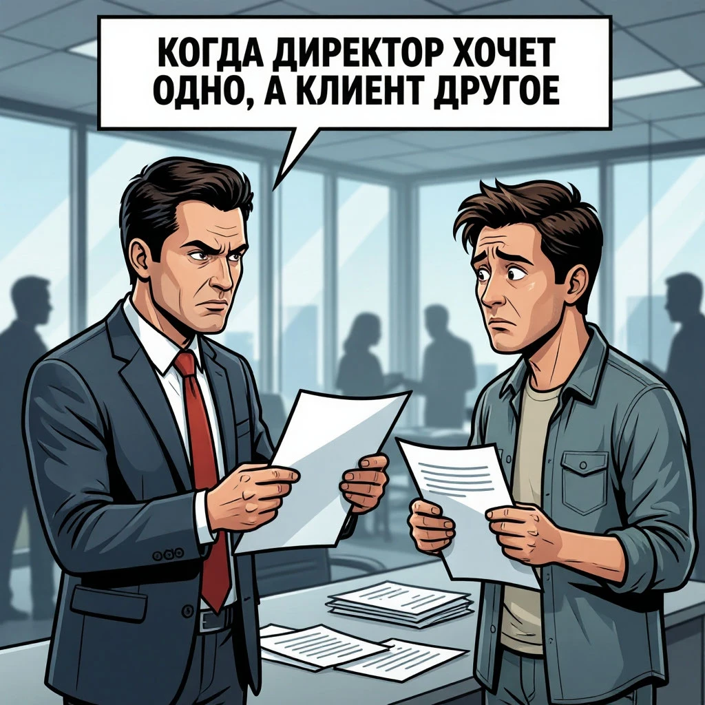 Представь картину: сидит директор, глаза горят, в руках макет. «Хочу, чтобы у нас всё было в стиле киберпанк! И - изображение