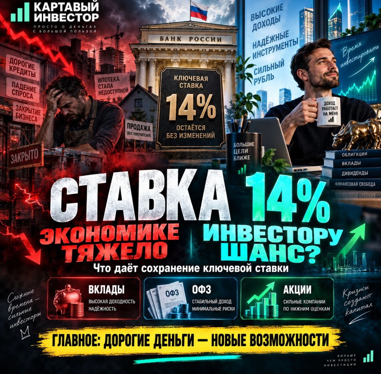 11 сентября Банк России сохранил ключевую ставку на уровне 14%. После почти года постепенного смягчения ЦБ нажал - изображение