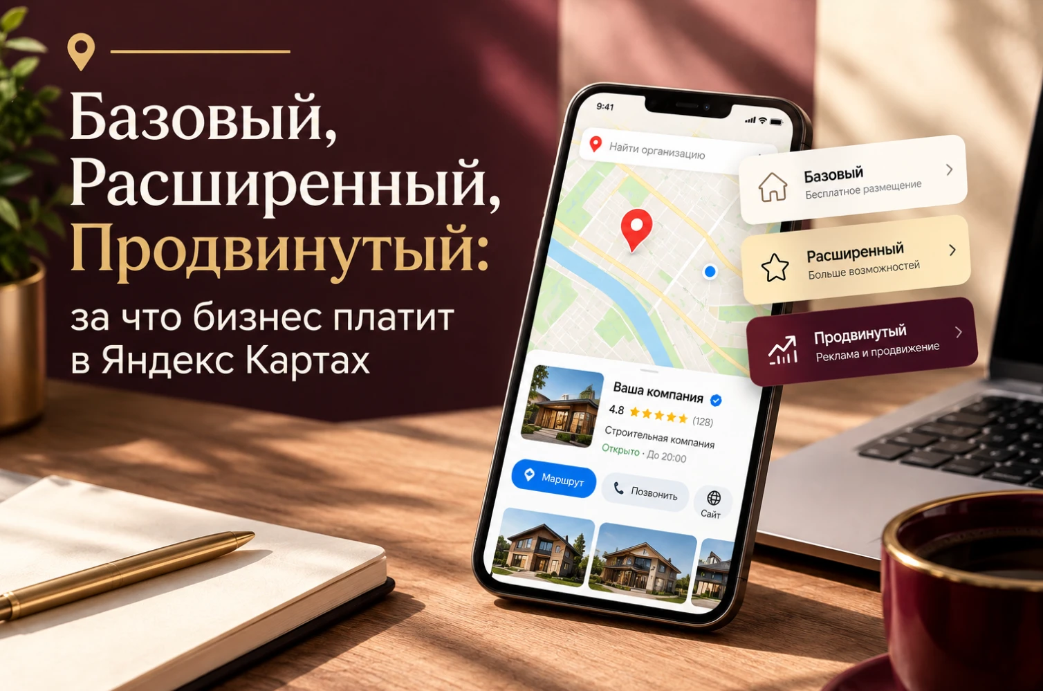 Карточка компании в Картах осталась бесплатной. А вот часть оформления переехала в платные тарифы. За последний - изображение