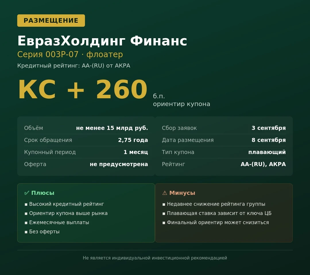 📊 Размещение: ЕвразХолдинг Финанс, 003Р-07 Эмитент выходит с новым флоатером — заявки собирают уже завтра, 3 - изображение