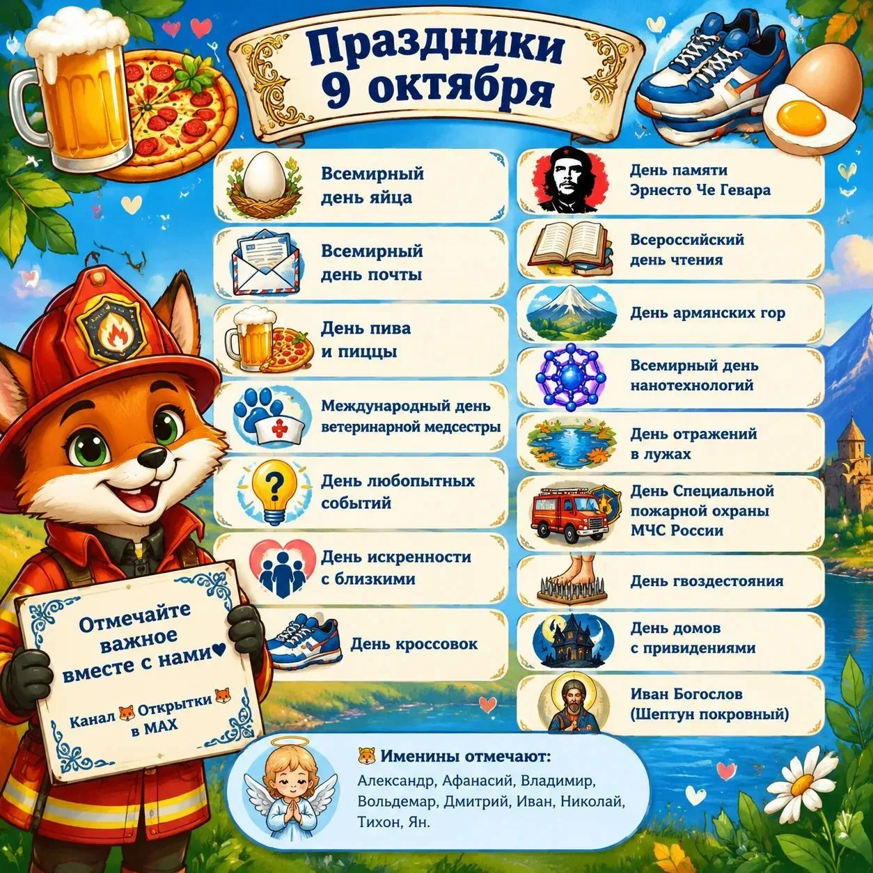 🥚 Всемирный день яйца (2-я пятница октября) ✉️ Всемирный день почты 🚒 День специальной пожарной охраны МЧС - изображение