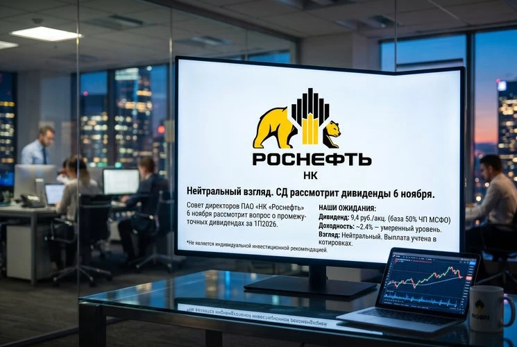 29.10.2026г. Совет директоров «Роснефти» рассмотрит вопрос о выплате промежуточных дивидендов за 1П26. Заседание - изображение
