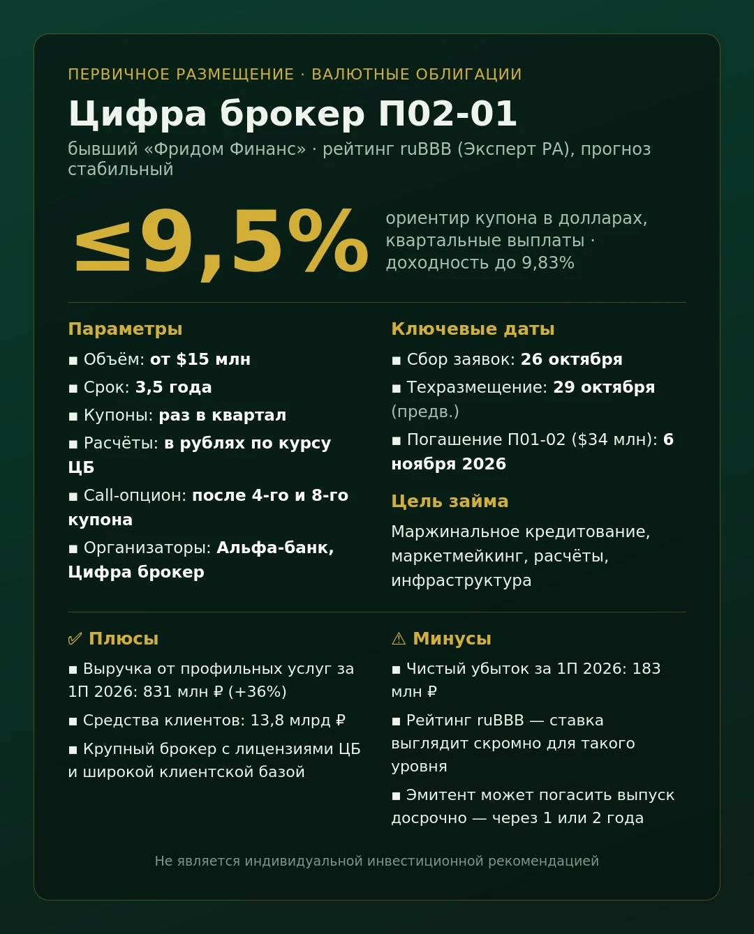 💵 Цифра брокер П02-01: валютные облигации, которые платят рублями Один из крупнейших брокеров страны выходит на - изображение