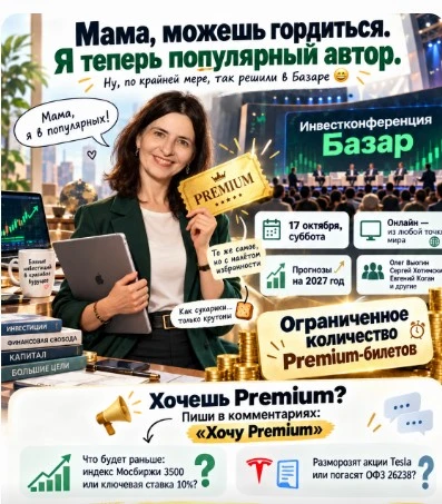 Ну, по крайней мере, так решили в Базаре 😁 Уже в эту субботу, 17 октября, соцсеть для инвесторов Базар проводит - изображение