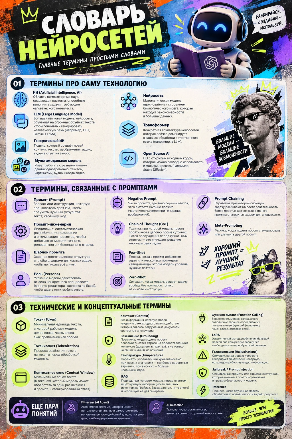 Термины про саму технологию ИИ (Artificial Intelligence, AI) — область компьютерных наук, создающая системы, - изображение