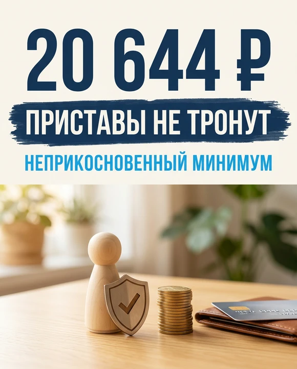Пока идёт взыскание по долгам, должнику по его заявлению обязаны оставлять 20 644 ₽ в месяц: в 2026 году это - изображение
