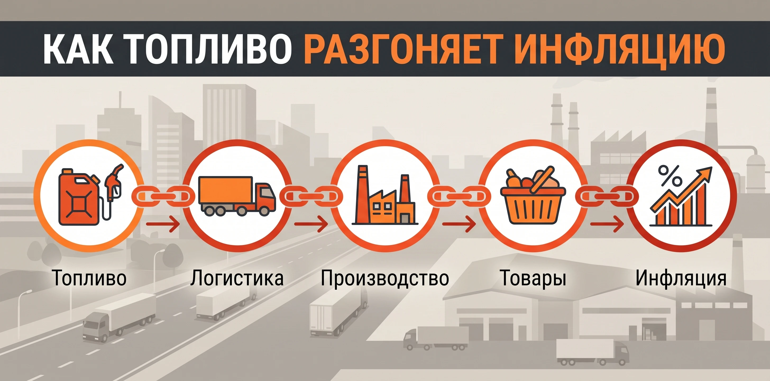 🔥Вы наверняка замечали: подорожал бензин — и следом будто всё вокруг становится дороже. Это не совпадение. Рост - изображение