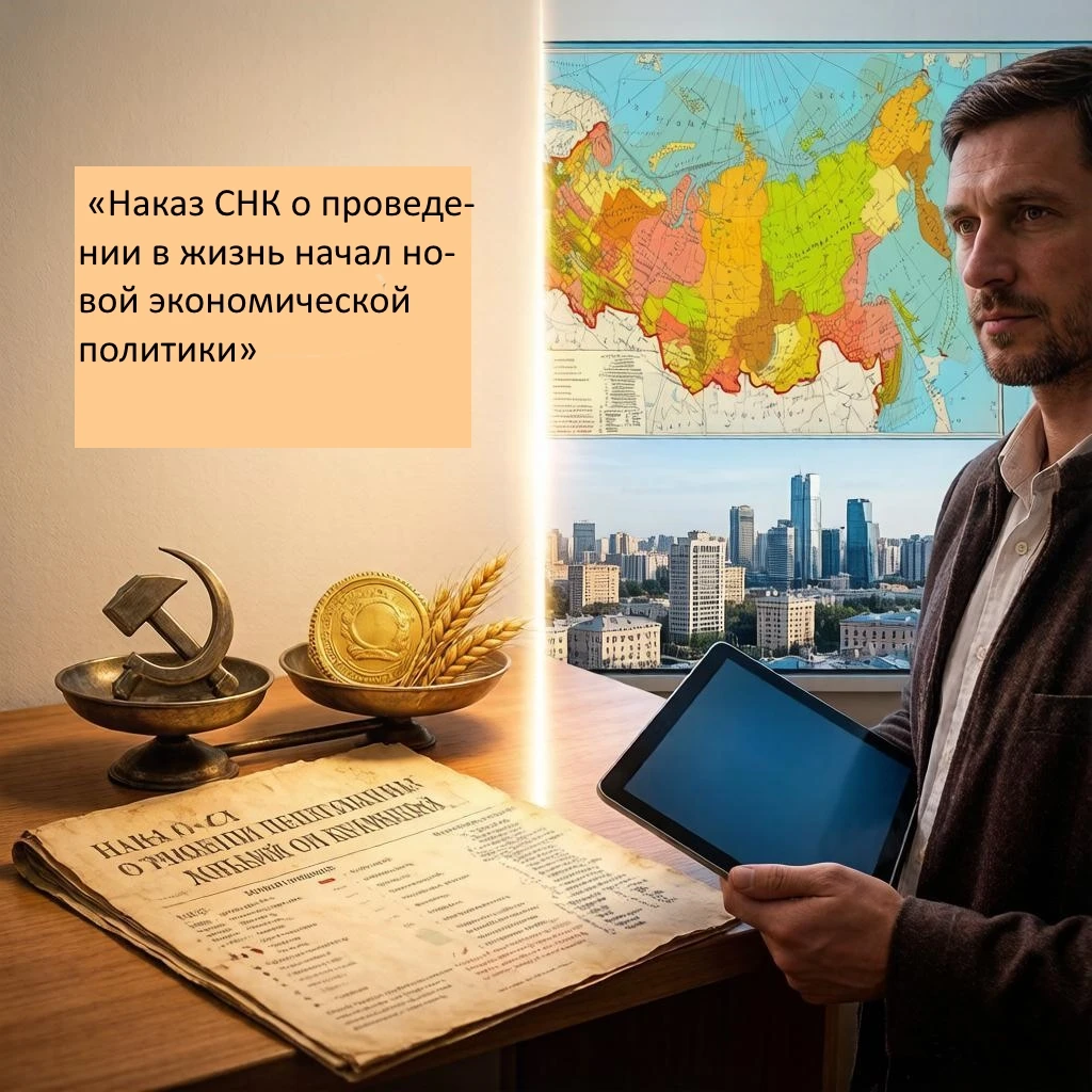 9 августа 1921 года Совнарком принял «Наказ о проведении в жизнь начал новой экономической политики». Страна, - изображение