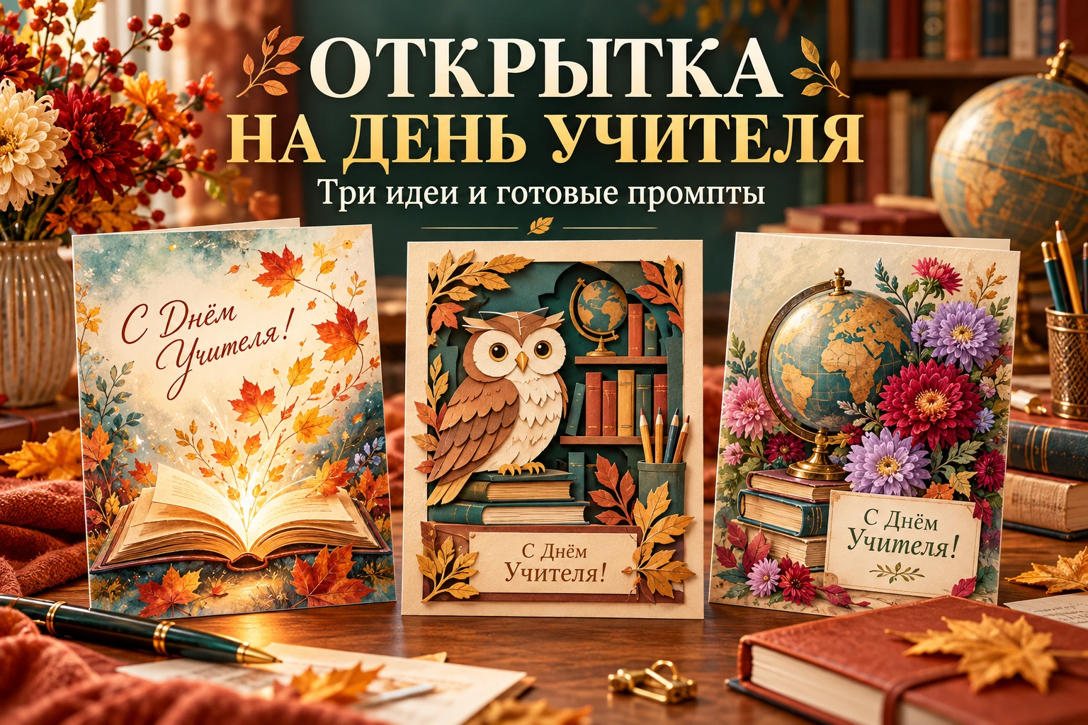 Открытка на День учителя получается личной, когда в ней есть понятная благодарность. Учителю литературы можно - изображение