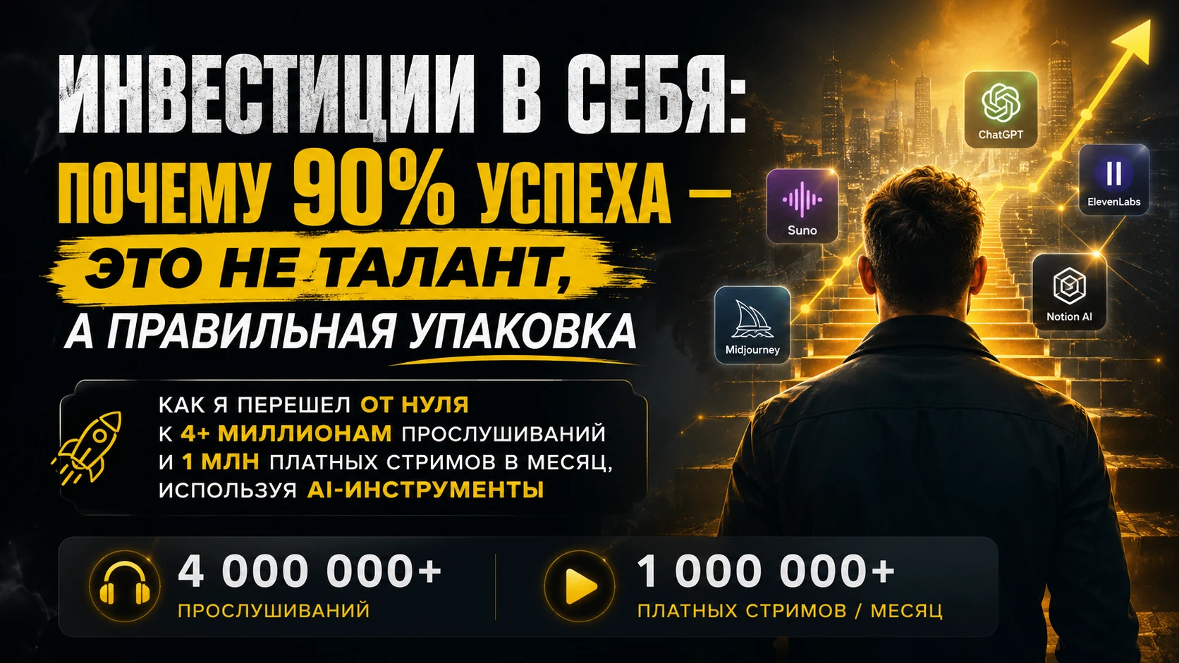 Как я перешел от нуля к 4+ миллионам прослушиваний и 1 млн платных стримов в месяц, используя AI-инструменты - изображение