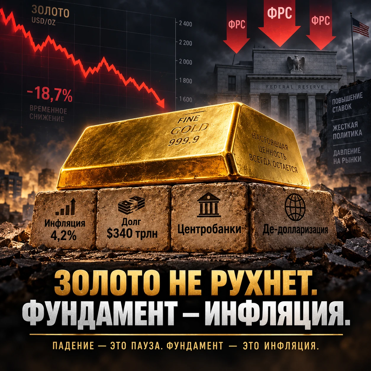 #золото #инфляция #ФРС #инвестиции #защитакапитала #драгметаллы #XAUUSD #центральныебанки #ставкаФРС #госдолг - изображение