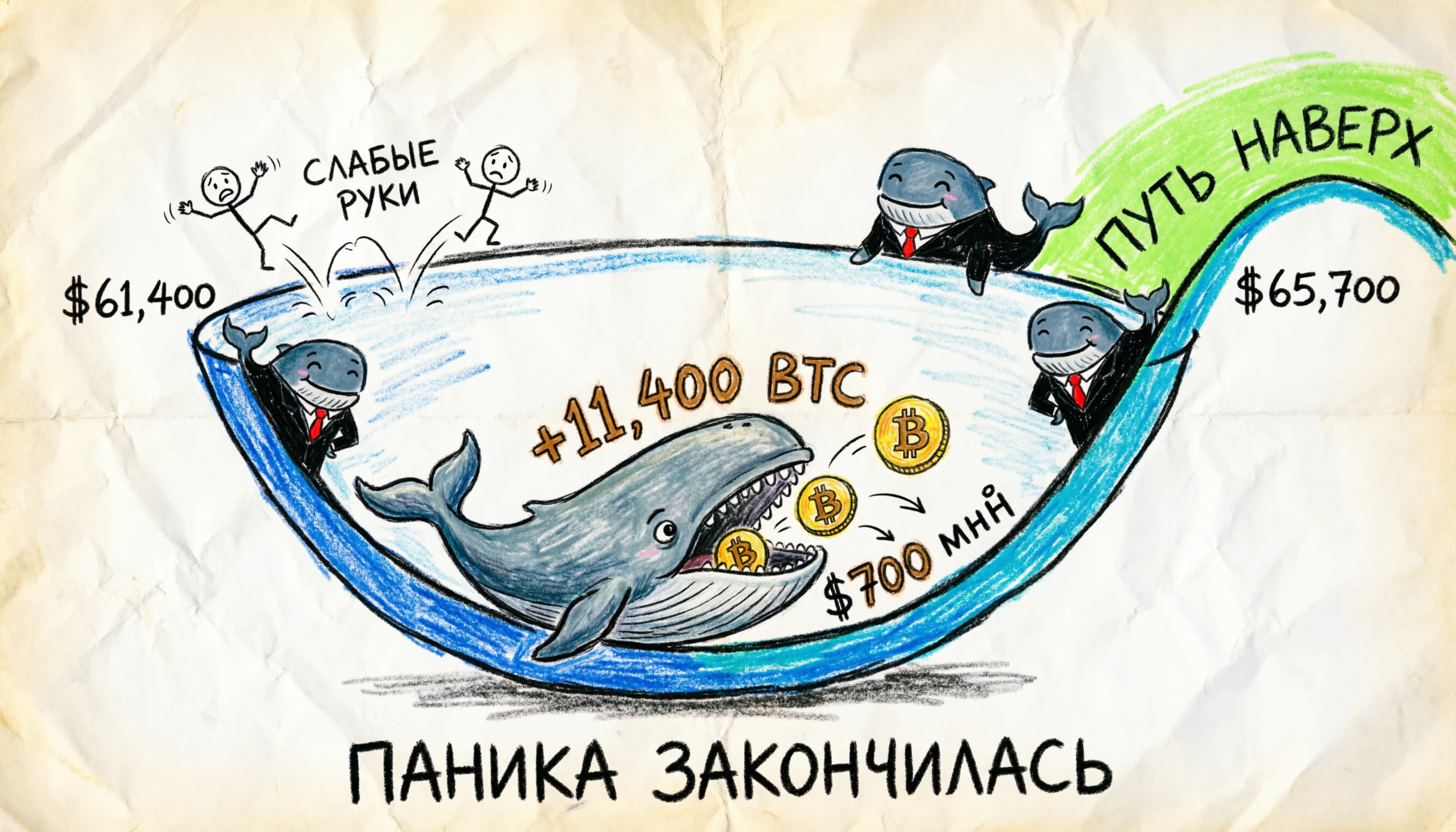 Помните, как недавно я рассказывал, что биткоин рухнул до $61 400, а паника охватила рынок? Похоже, это было - изображение