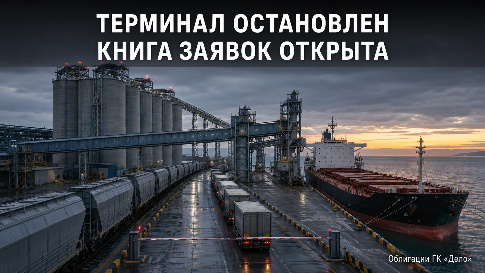 Смотрите, какая история. Вчера в Новороссийске встал зерновой терминал ГК «Дело». А завтра в 11 утра другая - изображение