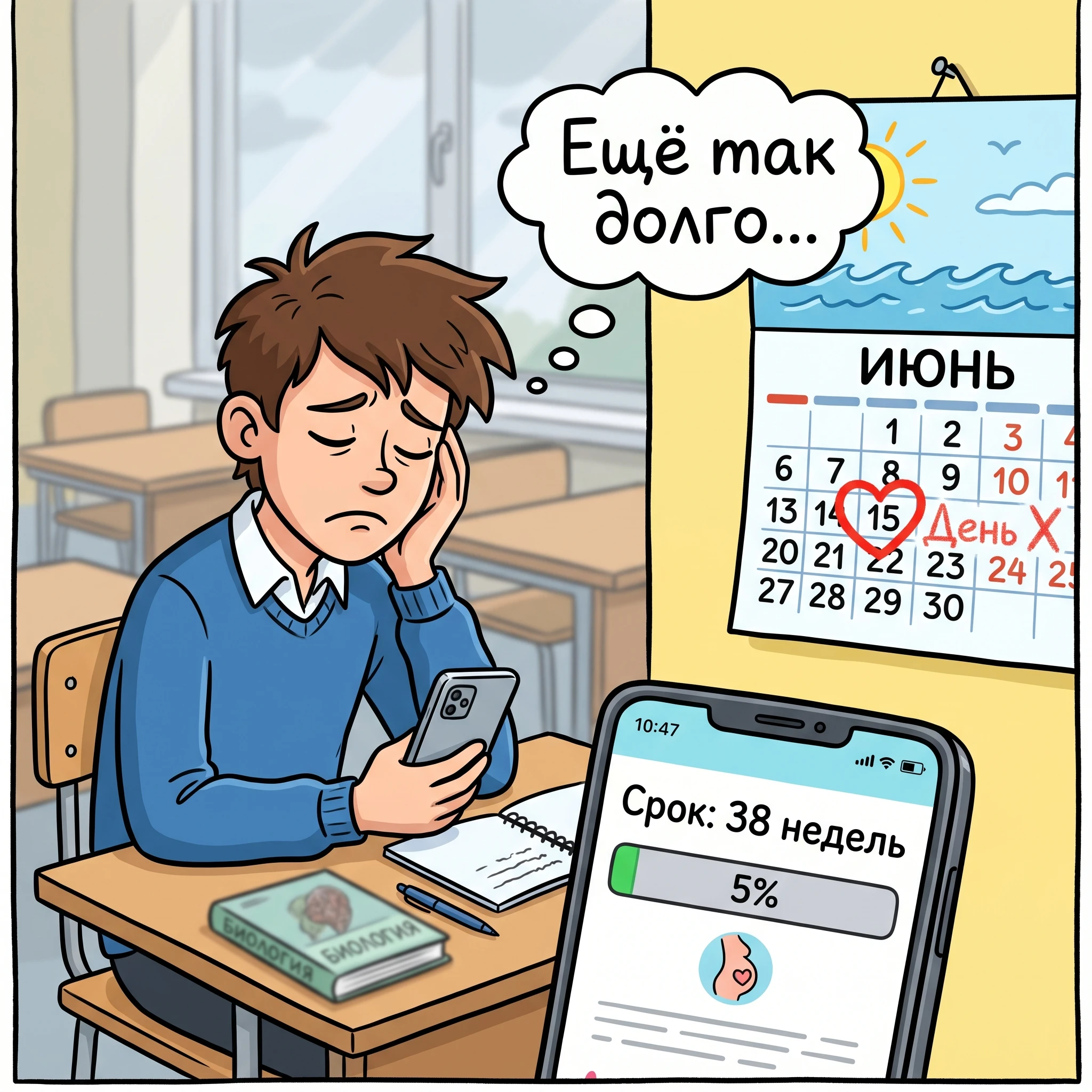 🎒 😅В сети завирусилась забавная тенденция: школьники берут трекеры беременности, чтобы отсчитывать дни до - изображение