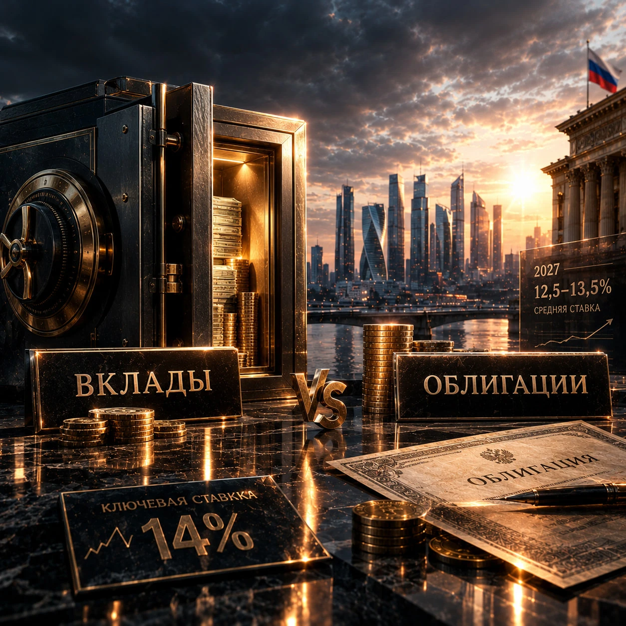 ЦБ сохранил ключевую на уровне 14% 23 октября. Базовый сценарий на 2027 год - средняя ставка 12,5-13,5%. Окно - изображение