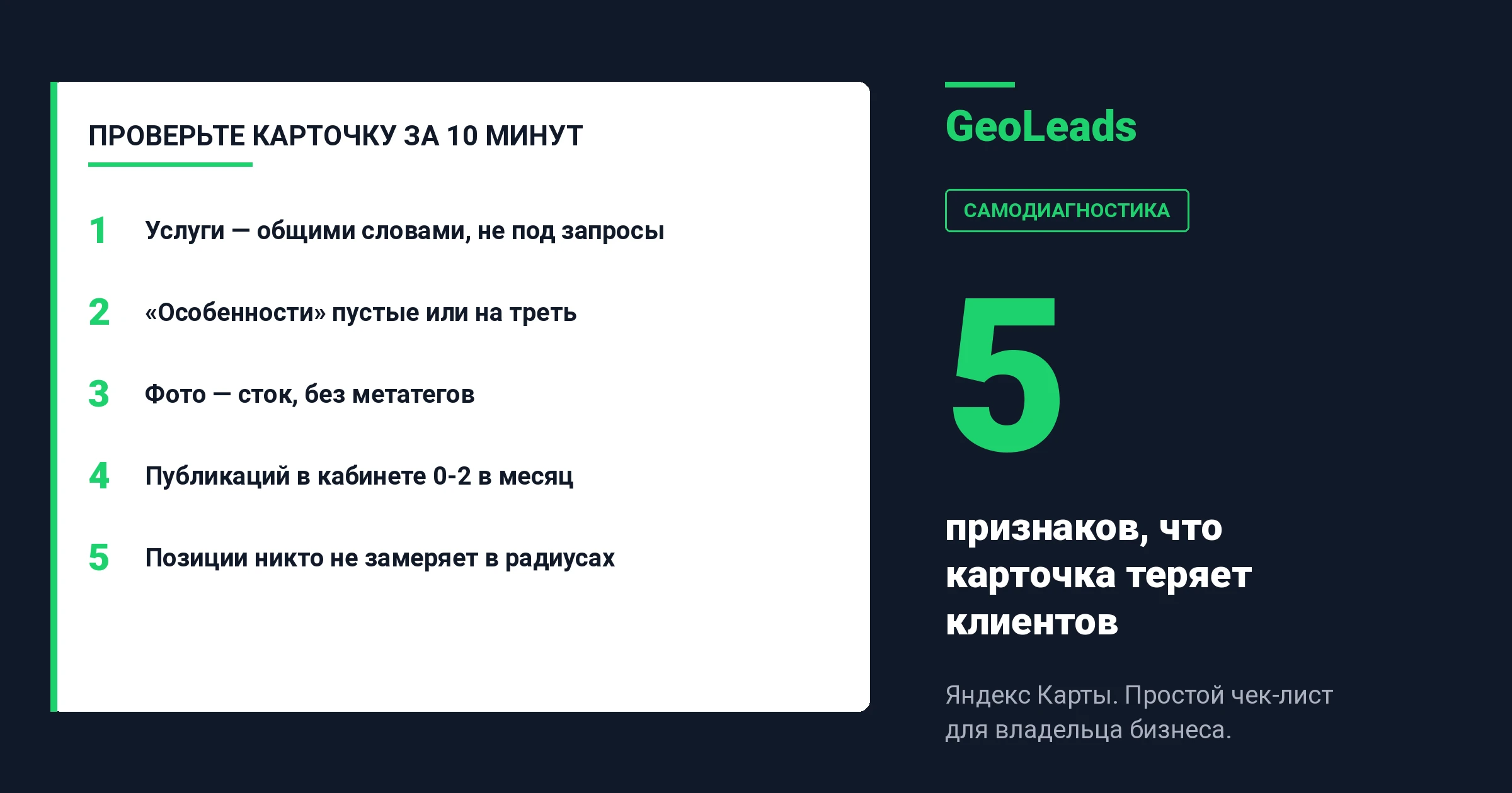 Карточка в Яндекс Бизнесе заполнена, филиал на карте есть, а звонков и маршрутов почти нет. Знакомо. Ниже пять - изображение