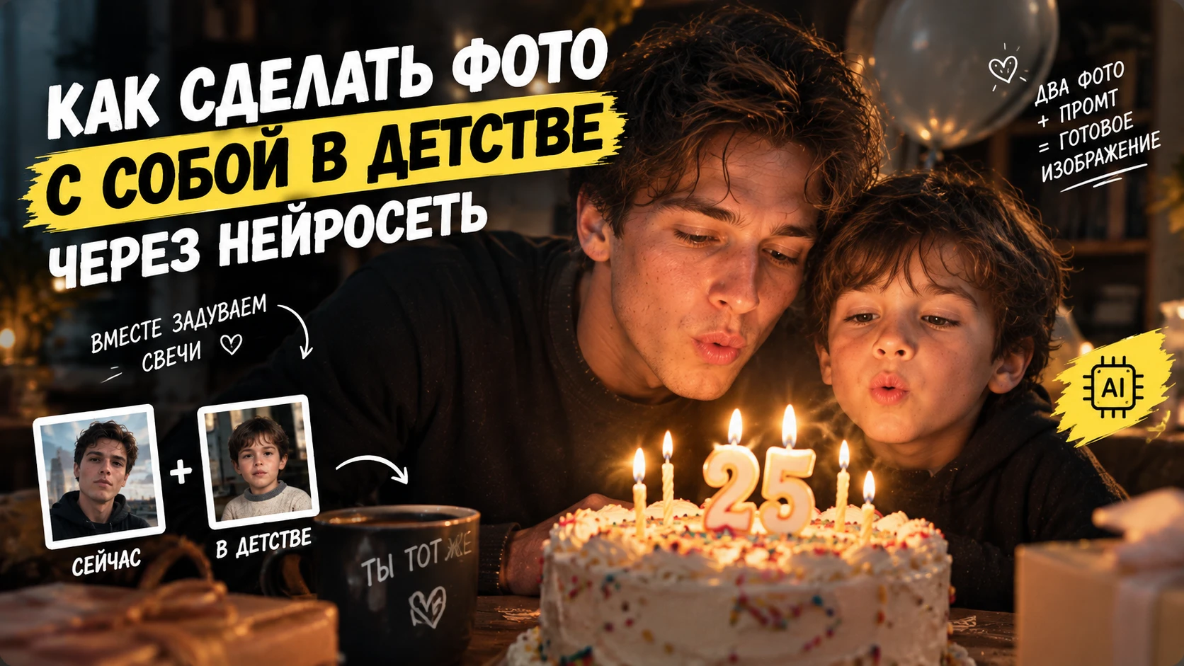 Наверняка вы уже видели фотографии, где человек встречается со своей детской версией. Сейчас этот формат можно - изображение