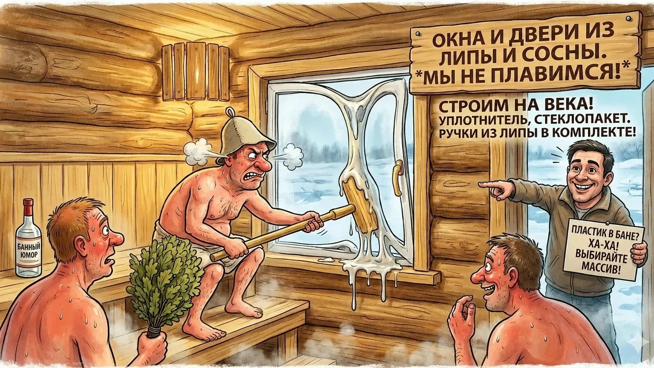 Если вы строите баню или обновляете старую — выбор окон играет огромную роль. Многие ставят пластиковые окна, - изображение