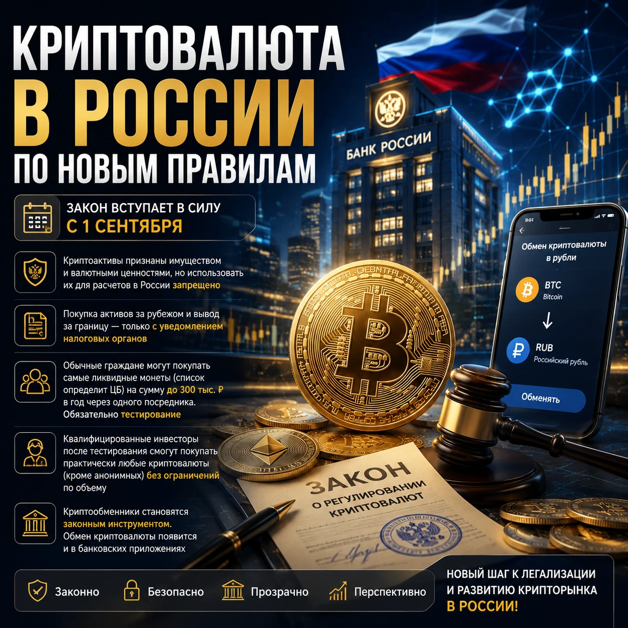 👨‍⚖️ Закон о регулировании криптовалют принят, а ключевые положения вступят в силу с 1 сентября. Что важно - изображение