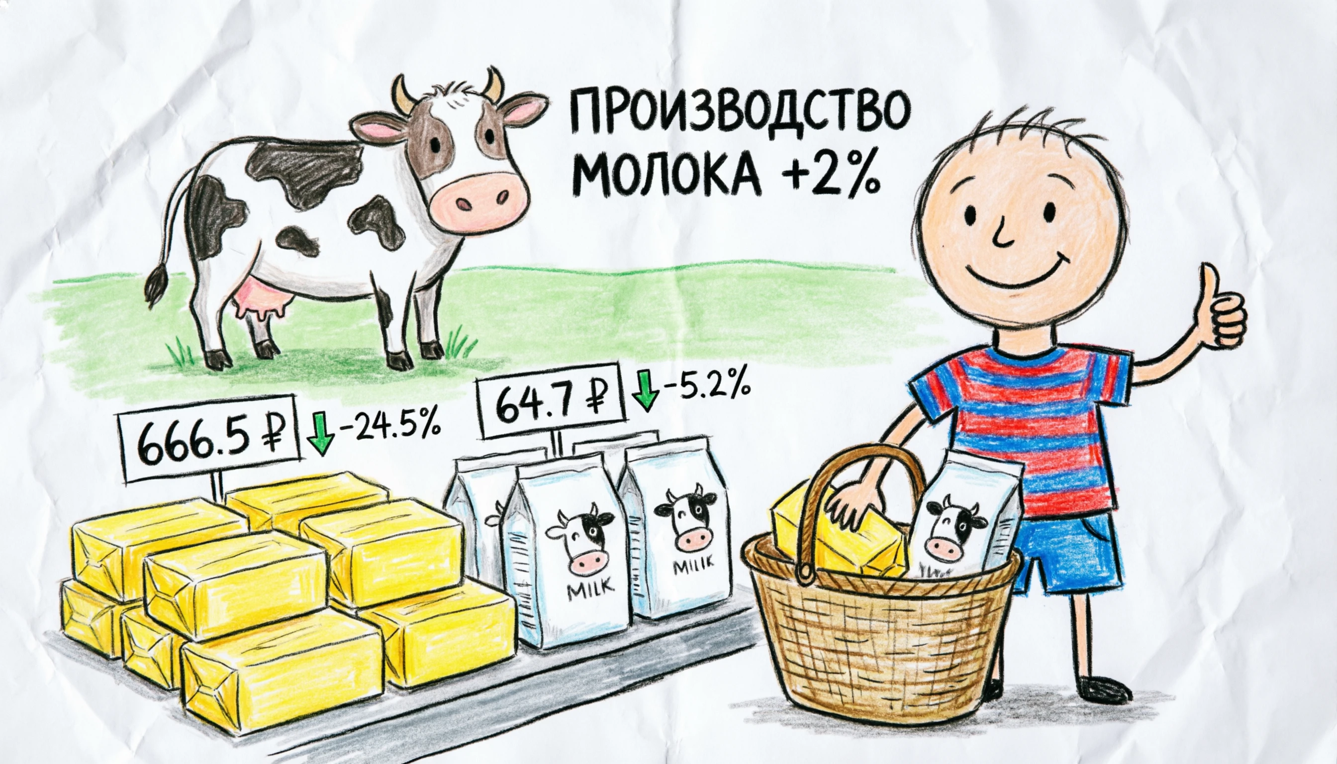 👋 Друзья, привет! В России резко упали цены на молочную продукцию. Сливочное масло за год подешевело почти на - изображение