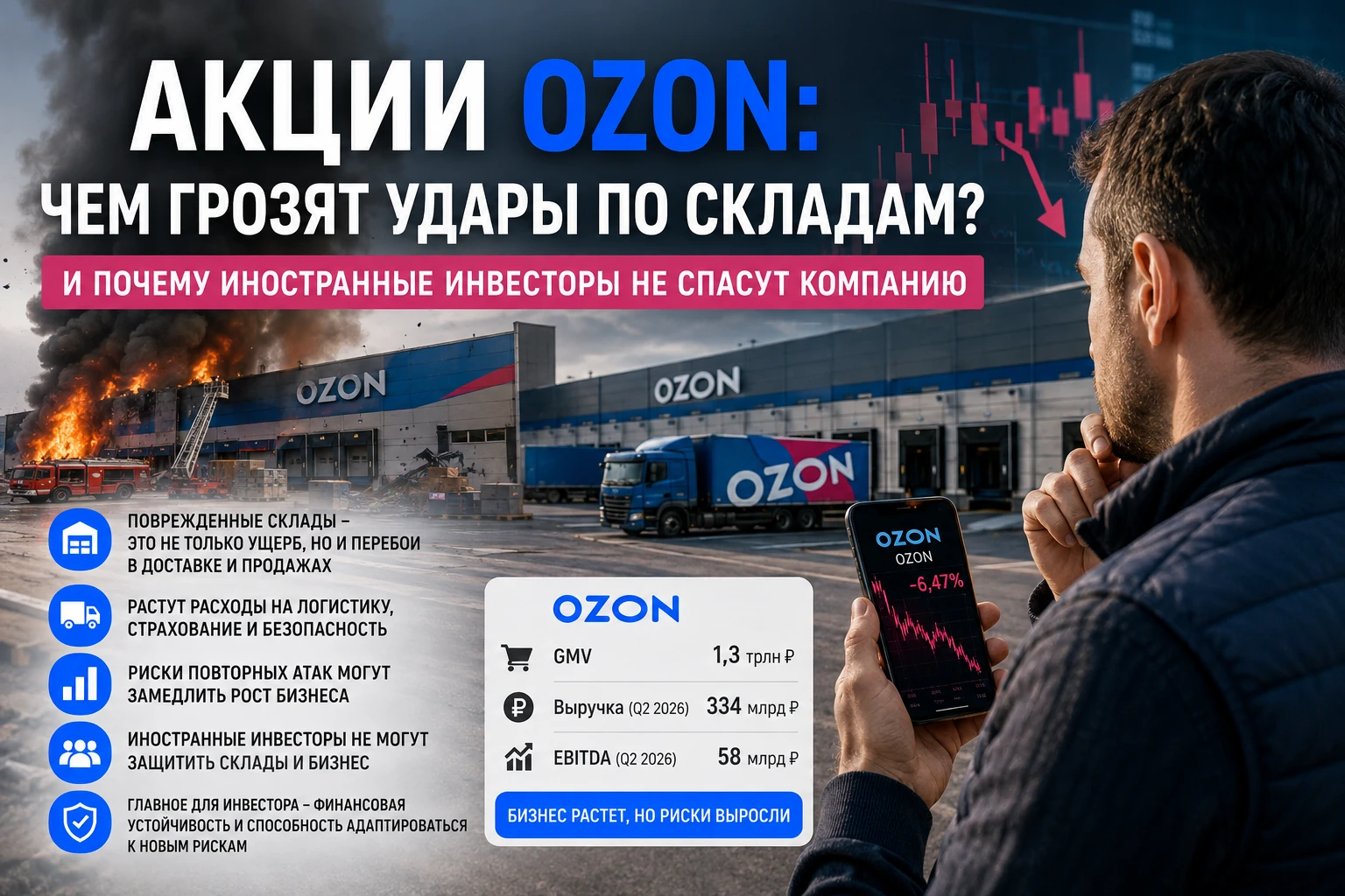 После атаки на логистический центр Ozon в Чапаевске 22 августа у инвесторов возникает вполне закономерный - изображение