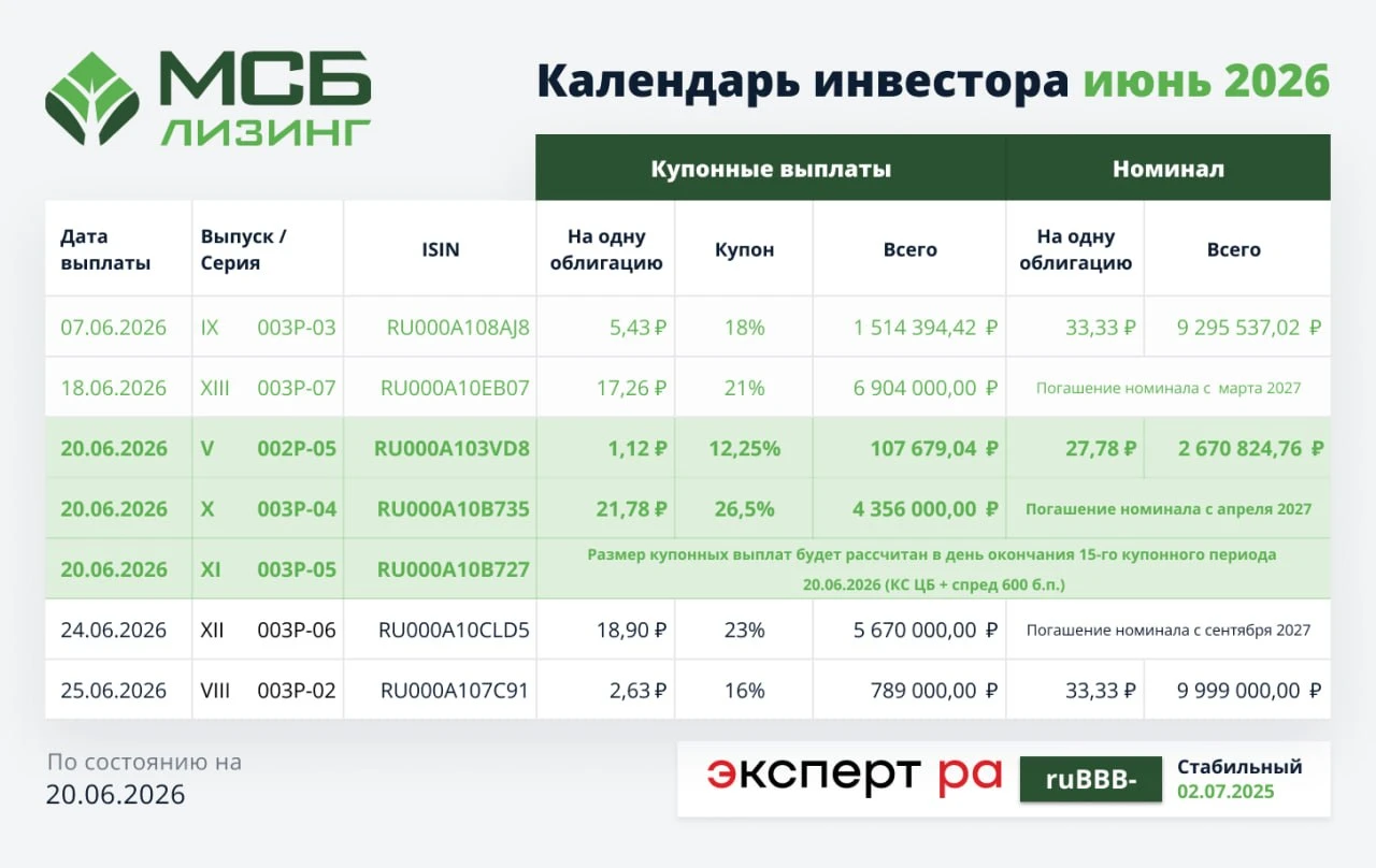 Завершился 57-й купонный период по V выпуску облигаций: 💸Сумма купонной выплаты: 1.12 ₽ 💸Общий размер выплаты - изображение