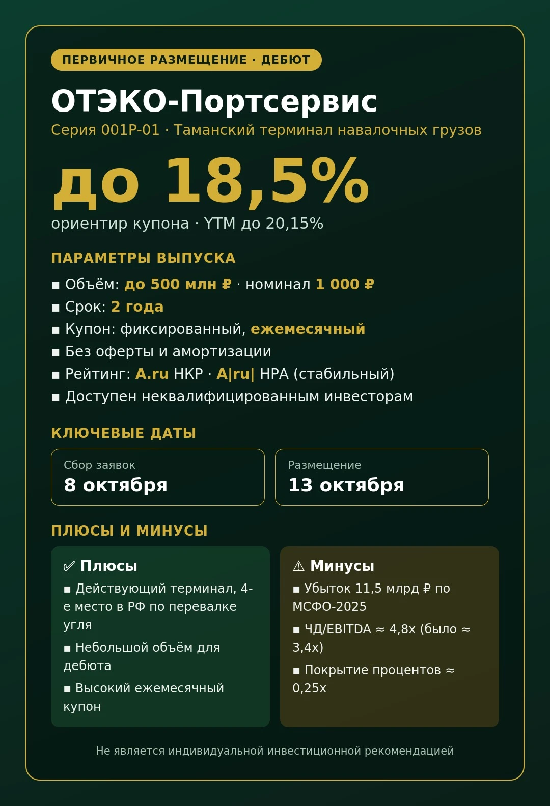 ⚓ ОТЭКО-Портсервис выходит на рынок облигаций Компания, которая перегружает уголь и удобрения в порту Тамань, - изображение