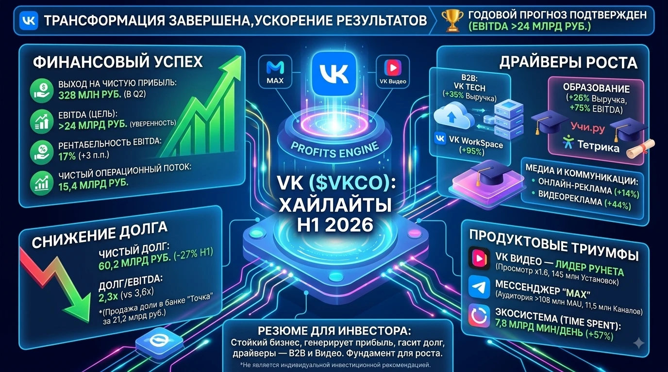 #VKCO #ВК #Отчетность #МСФО #Обзор #Инвестиции #Акции #Аналитика #IT ​📈 VK $VKCO — Выход на чистую прибыль, - изображение