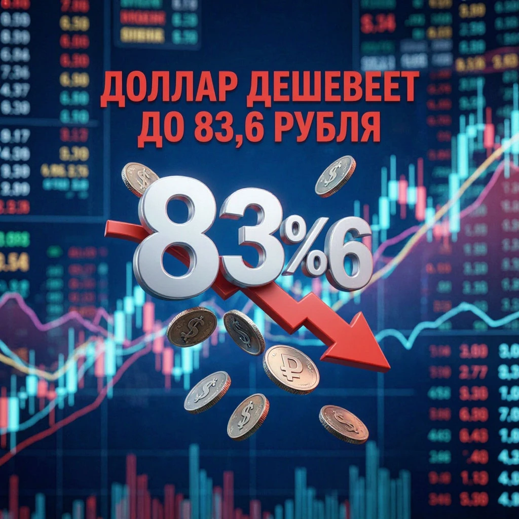 #базарразбор Валютный рынок демонстрирует заметную динамику: курс доллара опустился до отметки 83,6 рубля. Такая - изображение