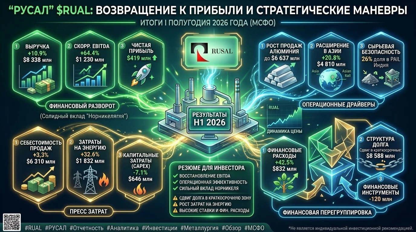 #RUAL #РУСАЛ #Отчетность #Аналитика #Инвестиции #Металлургия #Обзор #МСФО ​🏭 "РУСАЛ" $RUAL - Возвращение к - изображение