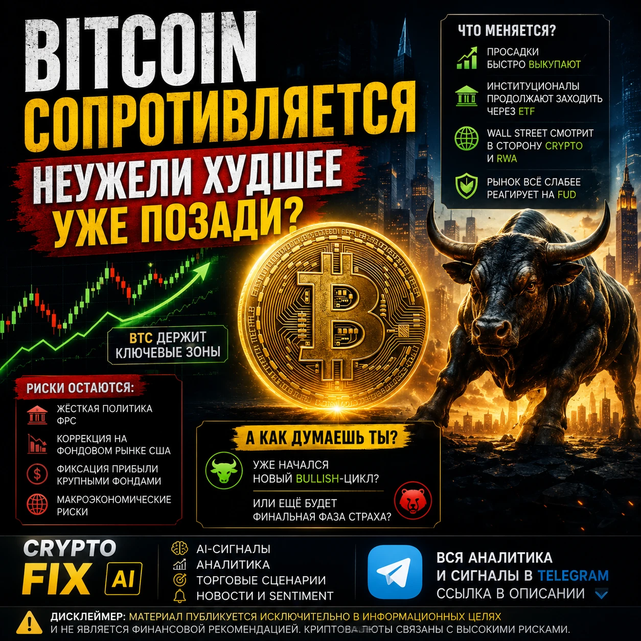 Еще недавно рынок ждал нового обвала: • геополитика • давление ФРС • ETF-оттоки • страх рецессии Но BTC - изображение