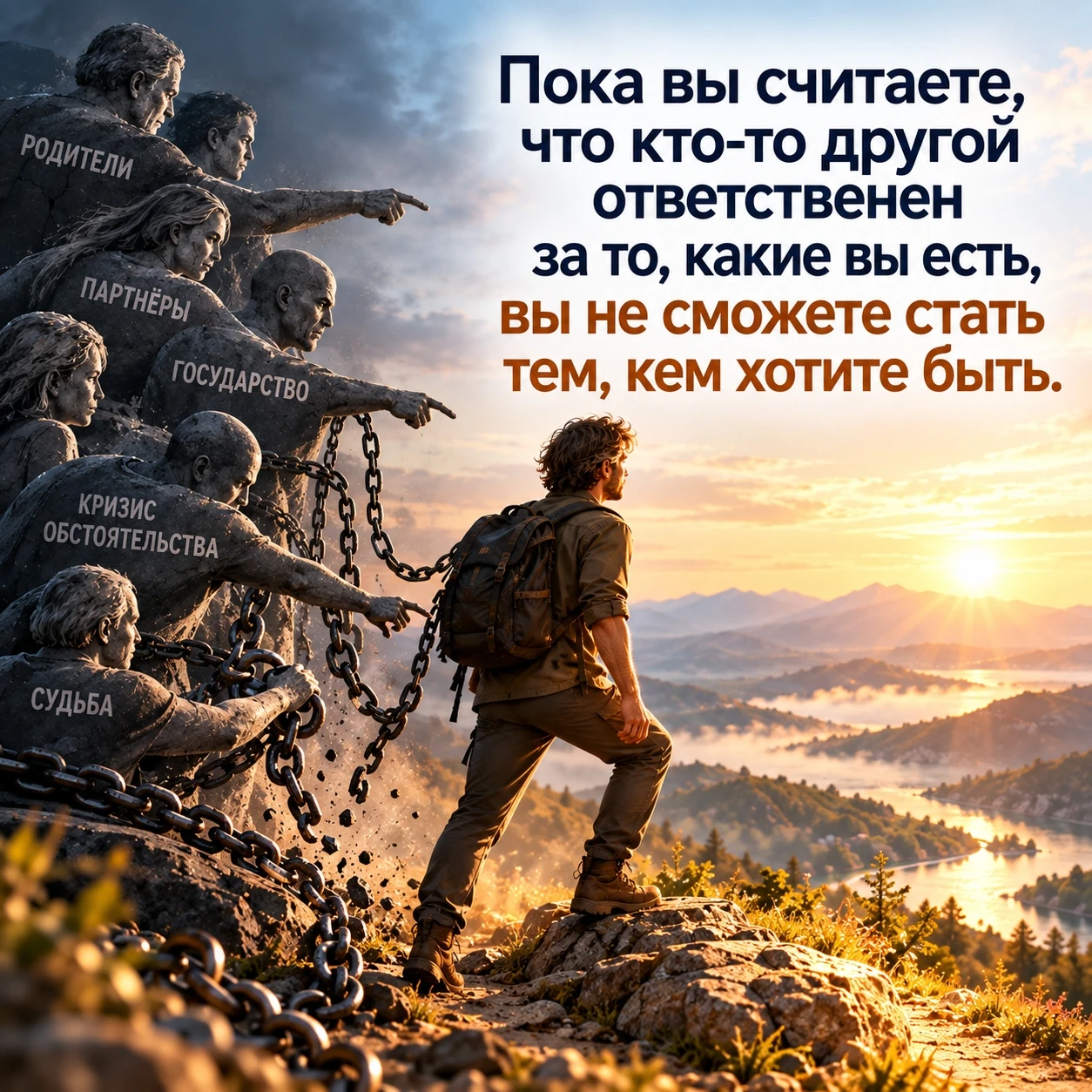 Пока вы считаете, что кто-то другой ответственен за то, какие вы есть, вы не сможете стать тем, кем хотите быть - изображение