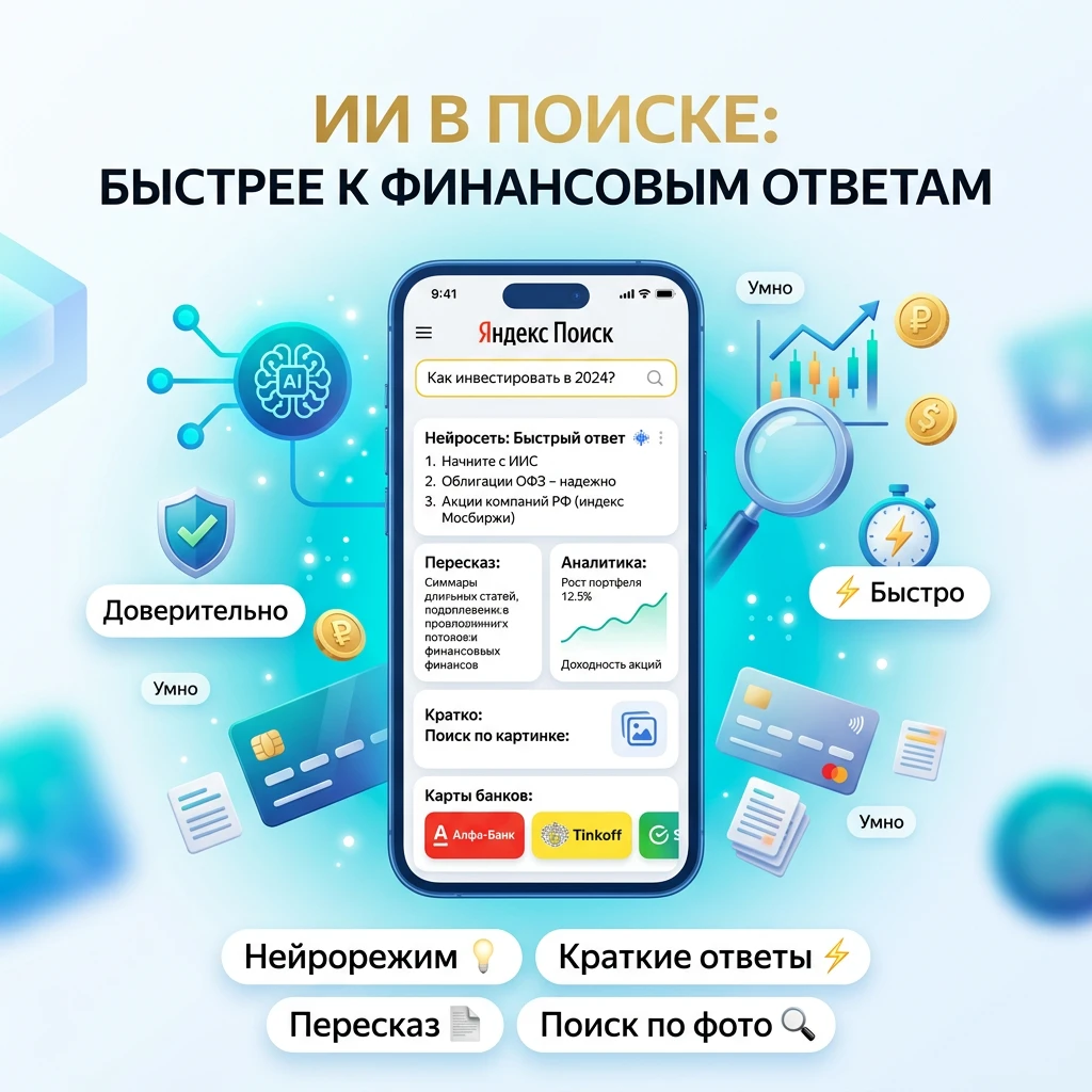 Когда нужно понять тему про финансы, ИИ в поиске реально экономит время. Теперь можно не собирать информацию по - изображение