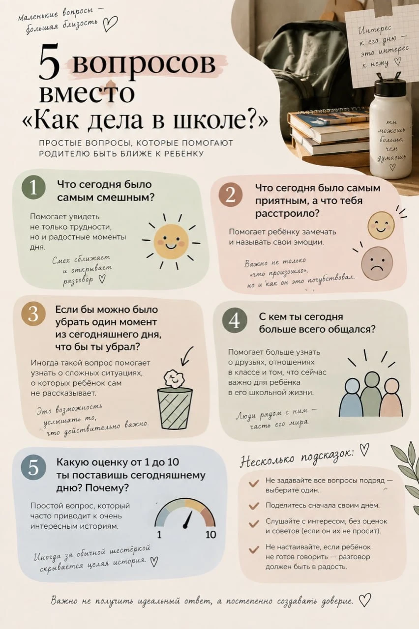 — Как дела в школе? — Нормально. — Что сегодня было? — Ничего. Диалог окончен😅 Иногда родители переживают, что - изображение