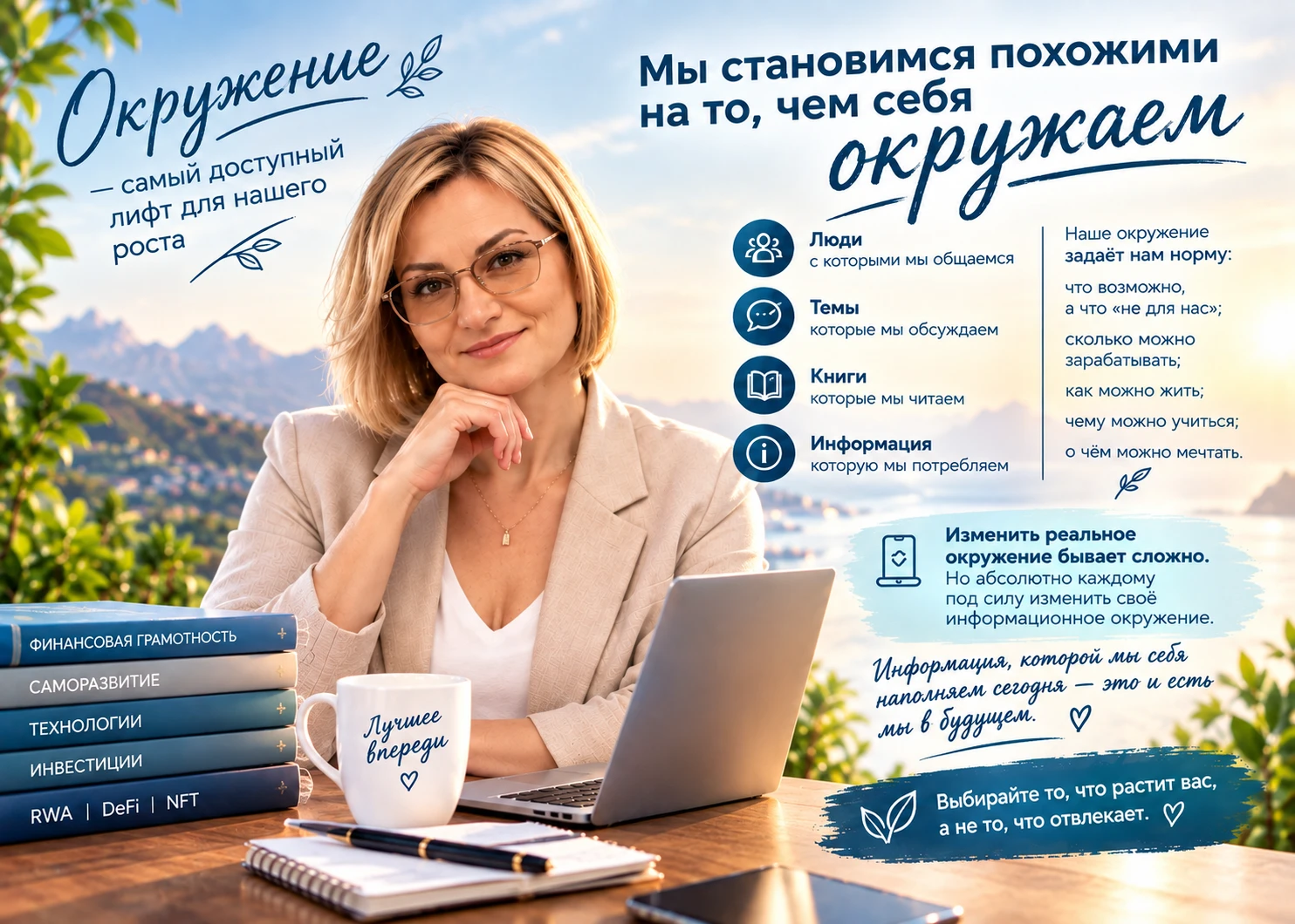 Есть одна простая мысль, которая с возрастом становится всё очевиднее: мы становимся похожими на то, чем себя - изображение