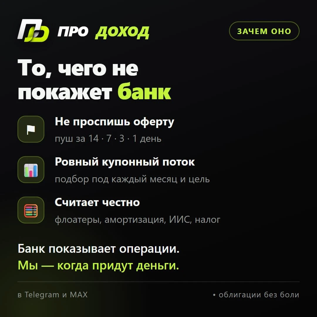 🟢 ПРОДОХОД — приложение для тех, кто живёт с купонов и акций Делаю инструмент, которого мне самому не хватало. - изображение