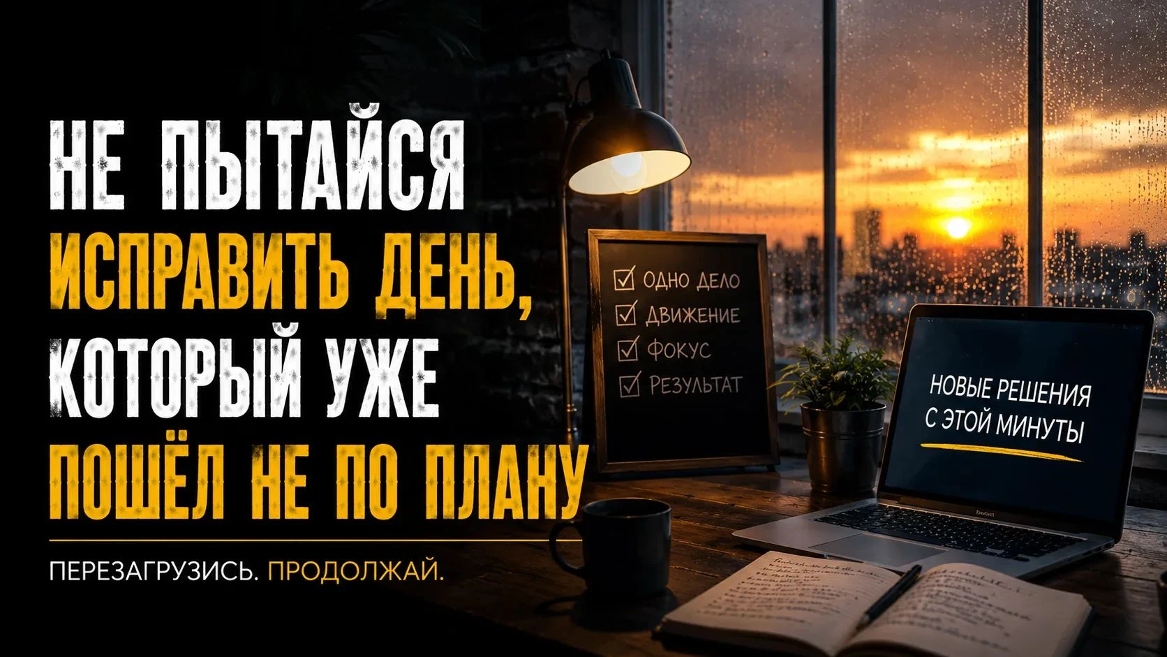 Не пытайся исправить день, который уже пошёл не по плану Проспал. Застрял в пробке. Сорвалась встреча. Не сделал - изображение