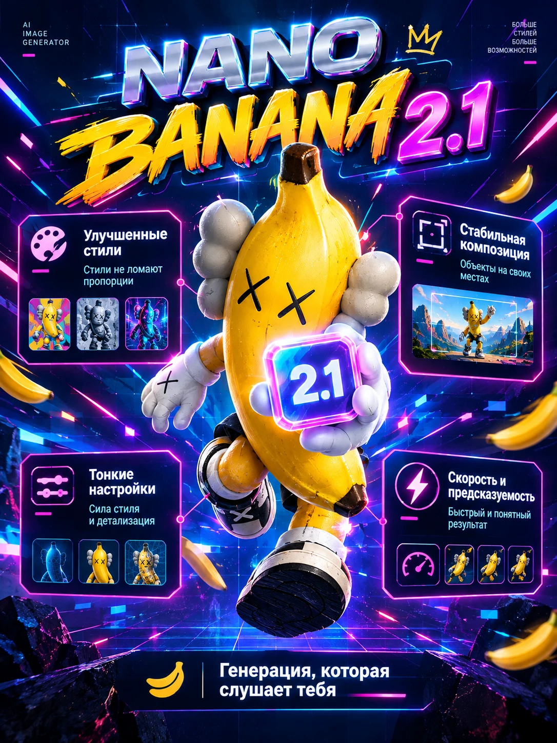 Nano Banana 2.1: что это и зачем он нужен творцам Nano Banana — это инструмент для генерации изображений, - изображение